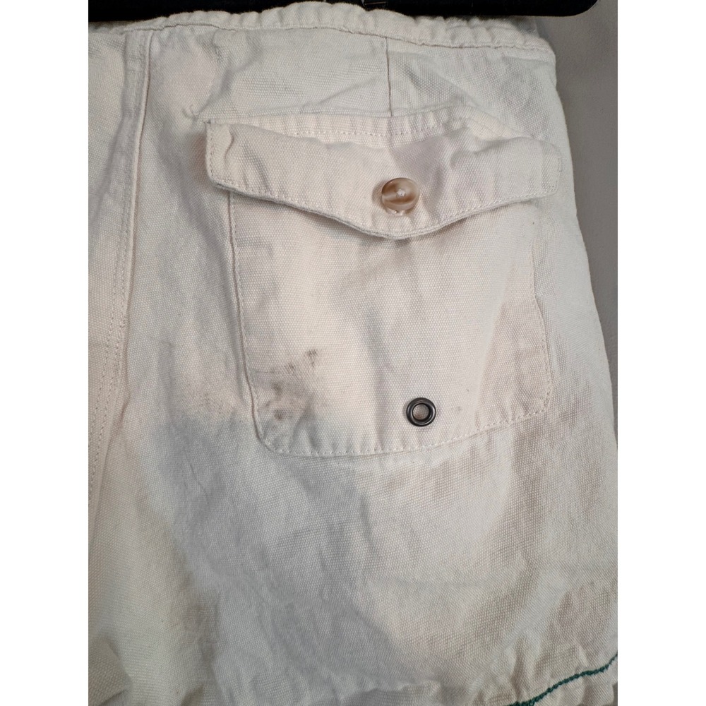 PacSun Budweiser Canvas Shorts Cream Green Logo Drawstring Size 30 - Picture 3 of 8